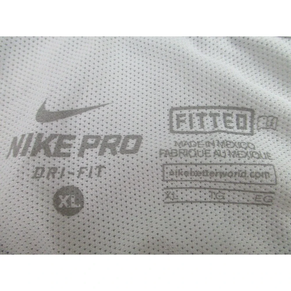 Nike Pro Shirt Mens XL Fitted White Long Sleeve Dri-Fit Training Gym Performance